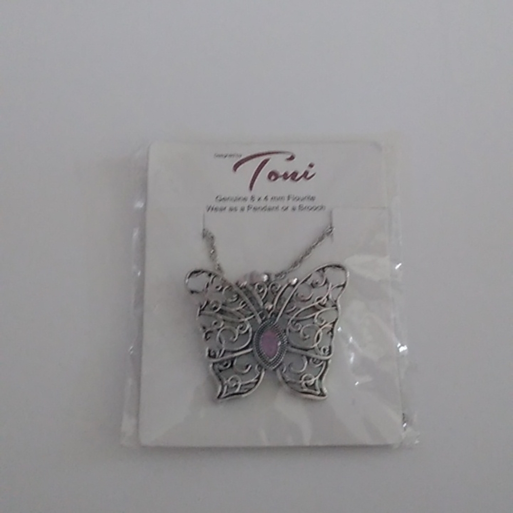 Toni butterfly necklace Genuine 8x4 mm Flourite